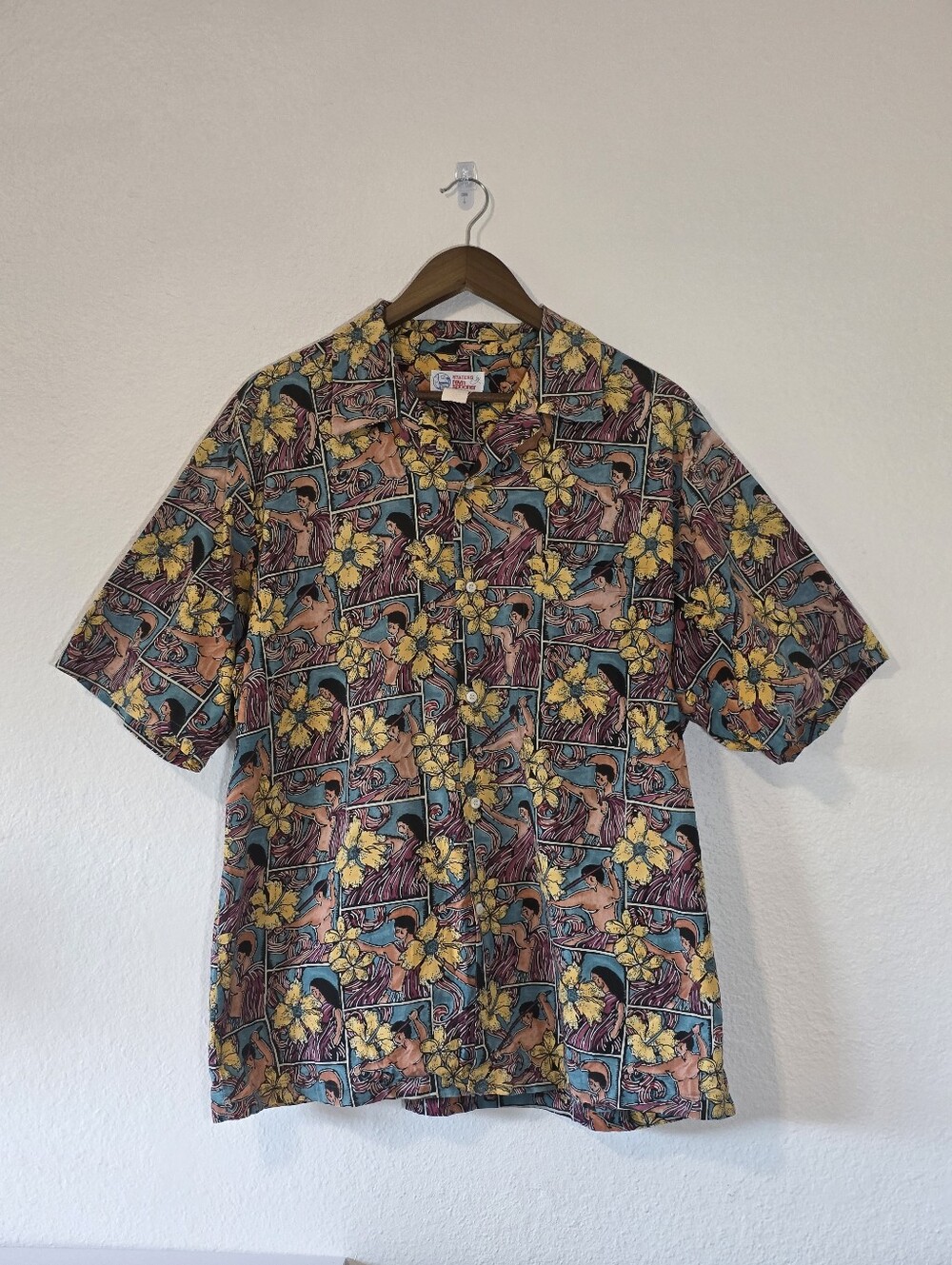 Reyn Spooner Staters Mens XL Hawaiian Shirt Vintage Aloha Hula Cotton Blue